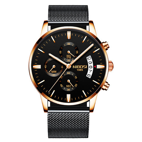 Men Watch Chronograph Full Steel Quartz Gold Clock Men Relogio Masculino