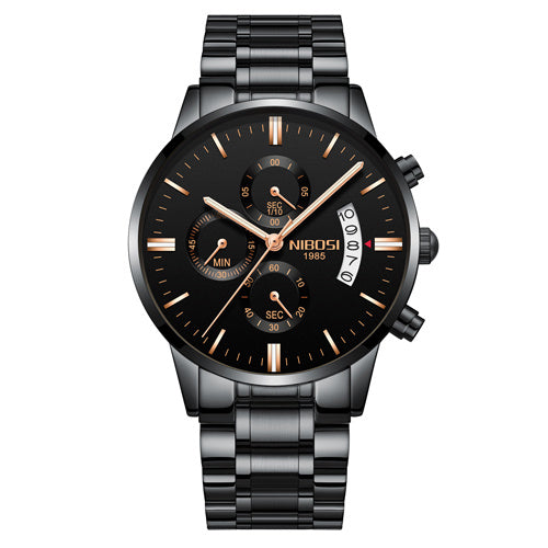 Men Watch Chronograph Full Steel Quartz Gold Clock Men Relogio Masculino