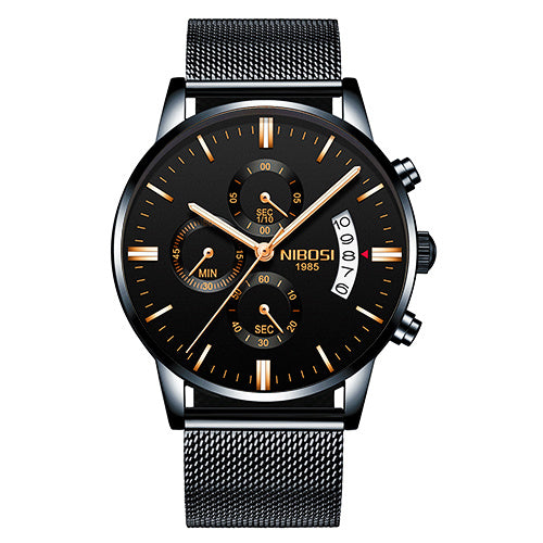 Men Watch Chronograph Full Steel Quartz Gold Clock Men Relogio Masculino